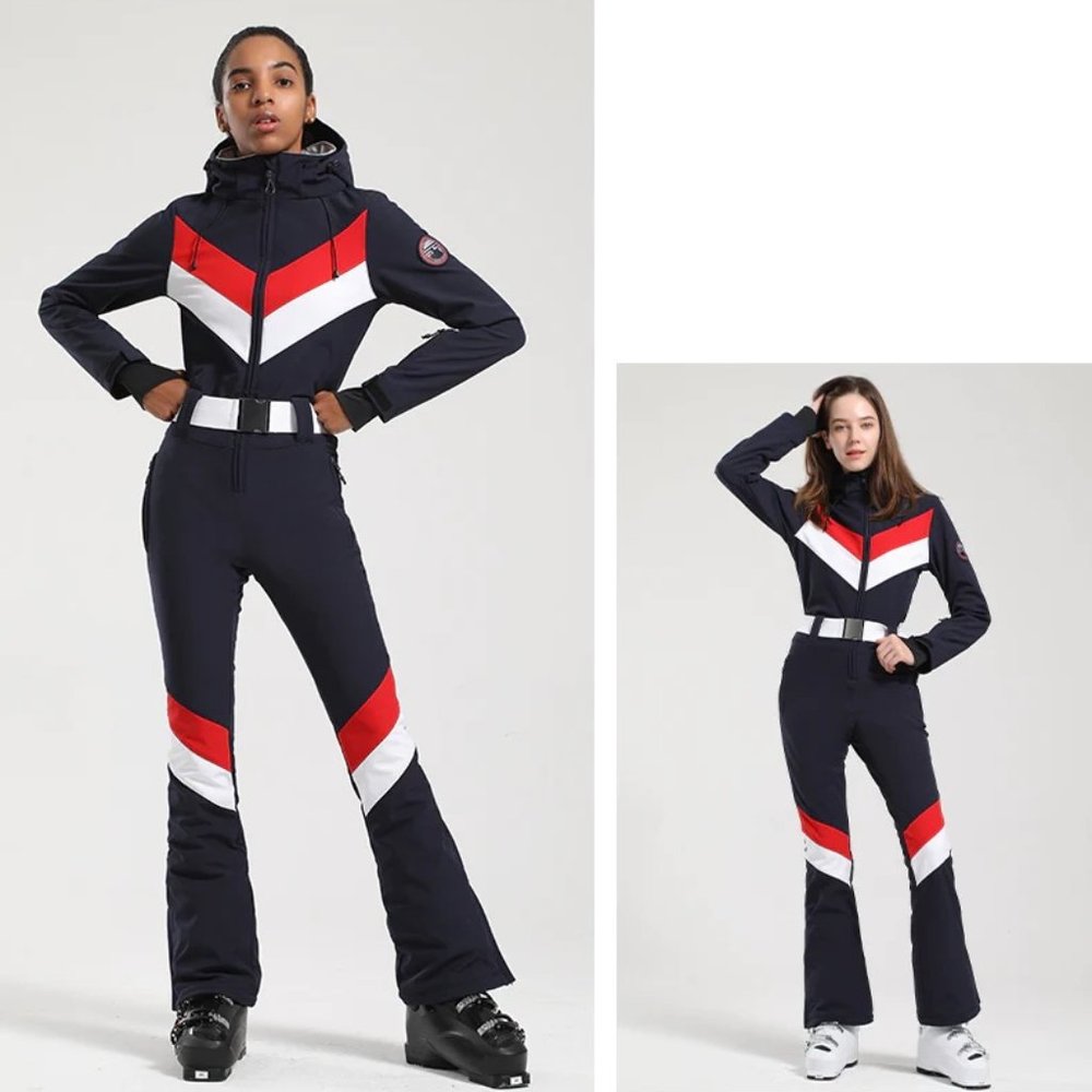 Women's Ski Suit in Navy, Red & White (Size Medium)